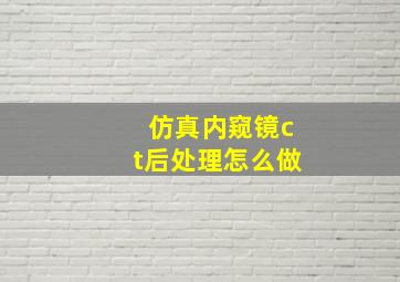 仿真内窥镜ct后处理怎么做