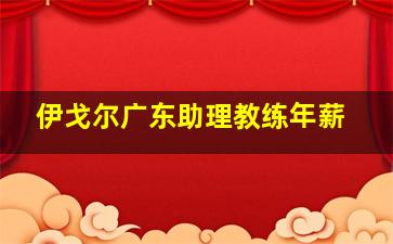 伊戈尔广东助理教练年薪