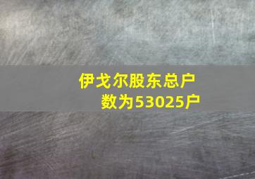 伊戈尔股东总户数为53025户