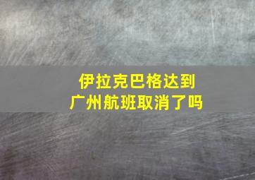 伊拉克巴格达到广州航班取消了吗