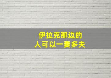 伊拉克那边的人可以一妻多夫