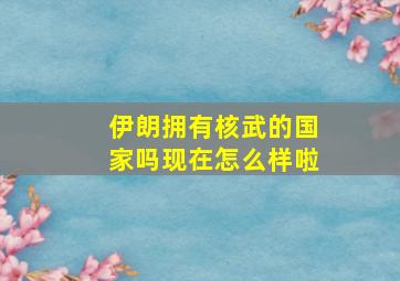 伊朗拥有核武的国家吗现在怎么样啦