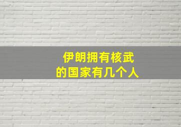 伊朗拥有核武的国家有几个人