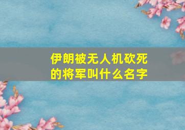 伊朗被无人机砍死的将军叫什么名字