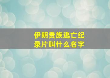 伊朗贵族逃亡纪录片叫什么名字