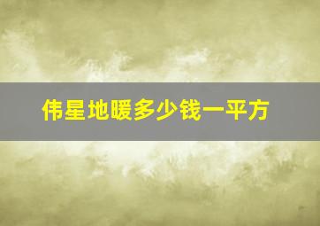 伟星地暖多少钱一平方