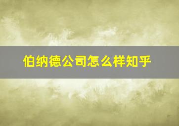 伯纳德公司怎么样知乎