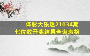 体彩大乐透21034期七位数开奖结果查询表格