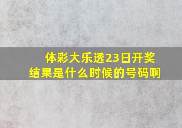 体彩大乐透23日开奖结果是什么时候的号码啊