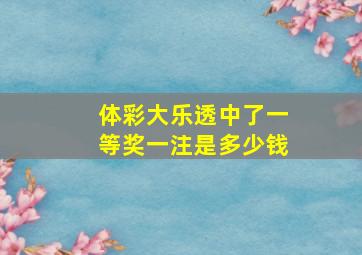 体彩大乐透中了一等奖一注是多少钱