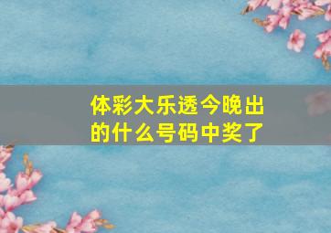 体彩大乐透今晚出的什么号码中奖了