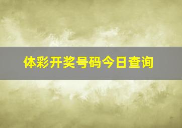 体彩开奖号码今日查询