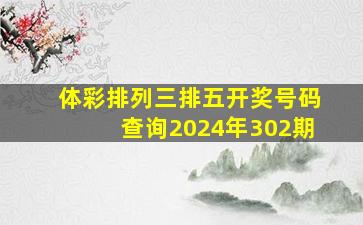 体彩排列三排五开奖号码查询2024年302期