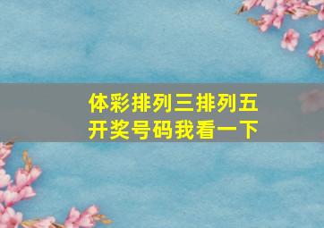 体彩排列三排列五开奖号码我看一下