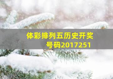 体彩排列五历史开奖号码2017251