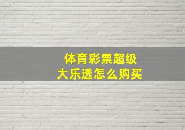 体育彩票超级大乐透怎么购买