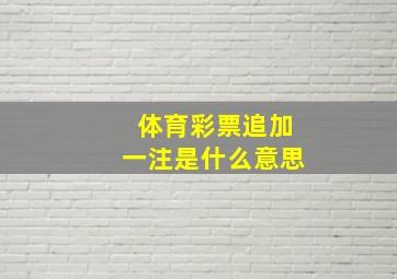 体育彩票追加一注是什么意思