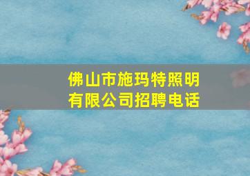 佛山市施玛特照明有限公司招聘电话