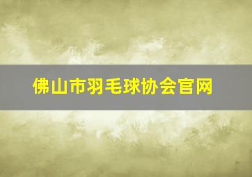 佛山市羽毛球协会官网