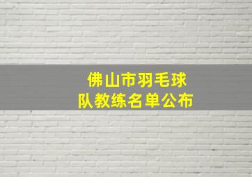 佛山市羽毛球队教练名单公布