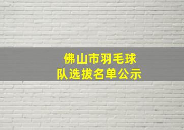 佛山市羽毛球队选拔名单公示