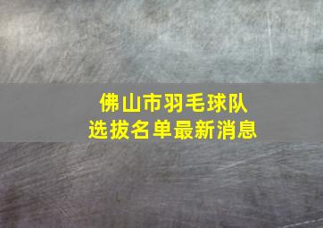 佛山市羽毛球队选拔名单最新消息