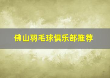 佛山羽毛球俱乐部推荐