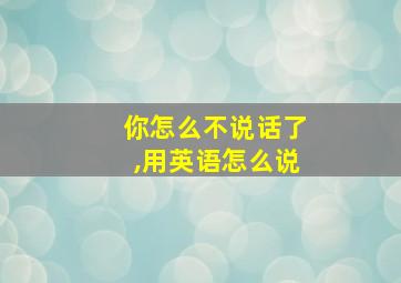 你怎么不说话了,用英语怎么说