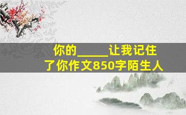 你的_____让我记住了你作文850字陌生人