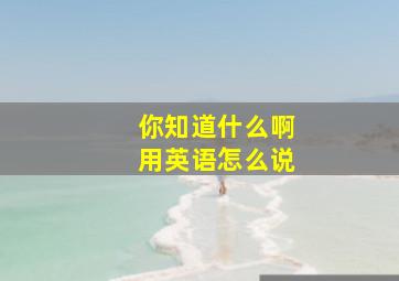 你知道什么啊用英语怎么说