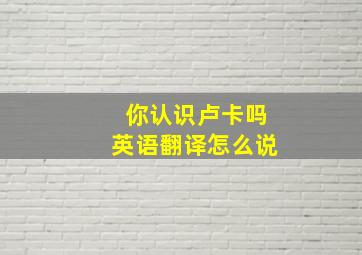 你认识卢卡吗英语翻译怎么说