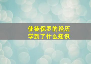 使徒保罗的经历学到了什么知识