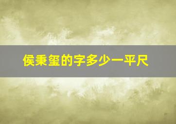 侯秉玺的字多少一平尺