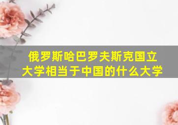 俄罗斯哈巴罗夫斯克国立大学相当于中国的什么大学