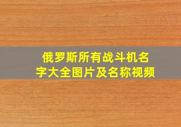 俄罗斯所有战斗机名字大全图片及名称视频