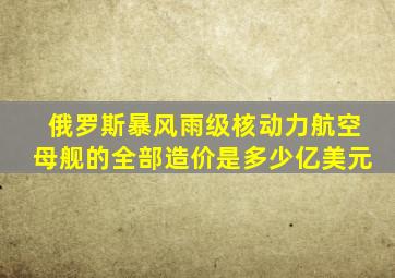 俄罗斯暴风雨级核动力航空母舰的全部造价是多少亿美元