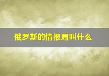 俄罗斯的情报局叫什么