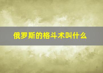 俄罗斯的格斗术叫什么