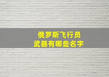 俄罗斯飞行员武器有哪些名字