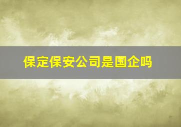 保定保安公司是国企吗