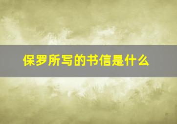 保罗所写的书信是什么