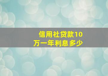 信用社贷款10万一年利息多少