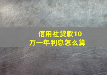 信用社贷款10万一年利息怎么算