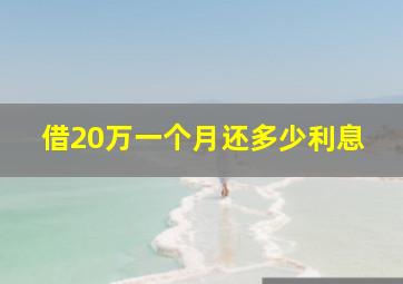 借20万一个月还多少利息