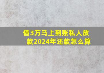 借3万马上到账私人放款2024年还款怎么算