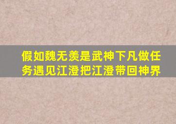 假如魏无羡是武神下凡做任务遇见江澄把江澄带回神界