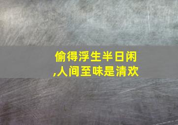 偷得浮生半日闲,人间至味是清欢