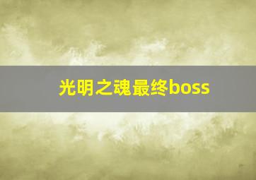 光明之魂最终boss