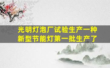 光明灯泡厂试验生产一种新型节能灯第一批生产了