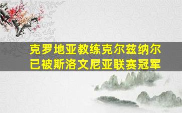 克罗地亚教练克尔兹纳尔已被斯洛文尼亚联赛冠军